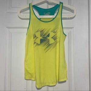 EUC Under Armour girls large loose tank yellow